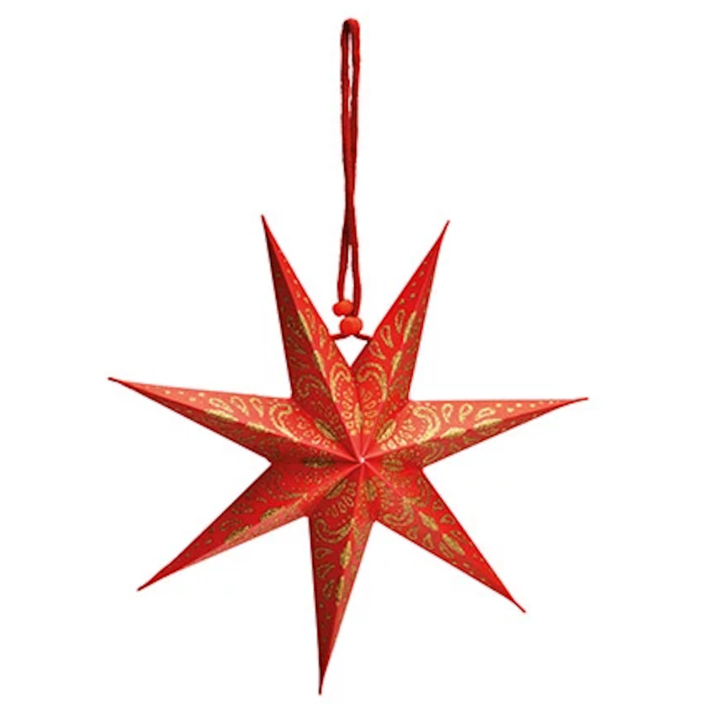Anhänger Stern aus Pappe Rot Gold 20 x 20 cm