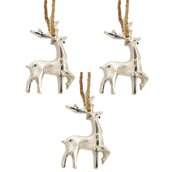 Anhänger Hirsch aus Metall Silber 5,5 x 3,5 cm 3er Set