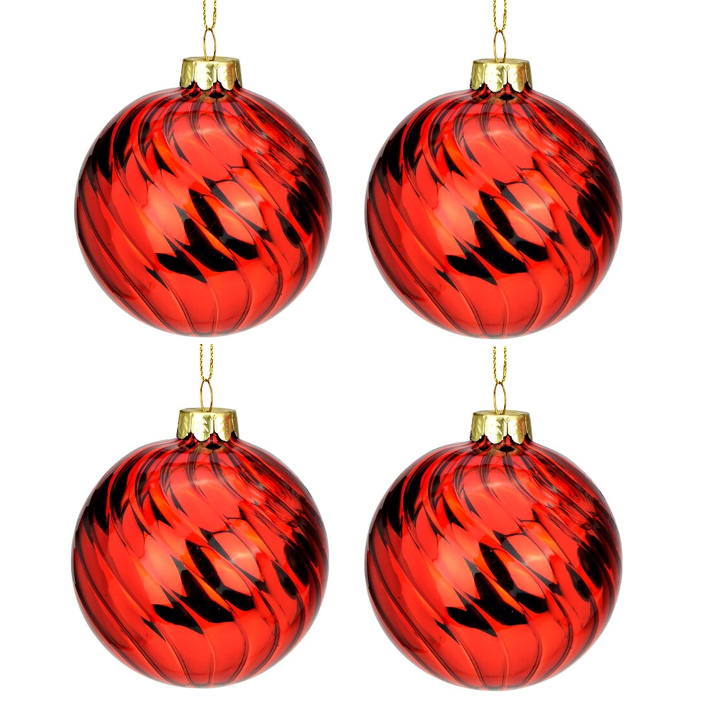 Weihnachtskugel aus Glas Rot Glanz 8 cm 12er Set