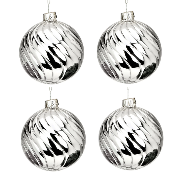 Weihnachtskugel aus Glas Silber Glanz 8 cm 12er Set