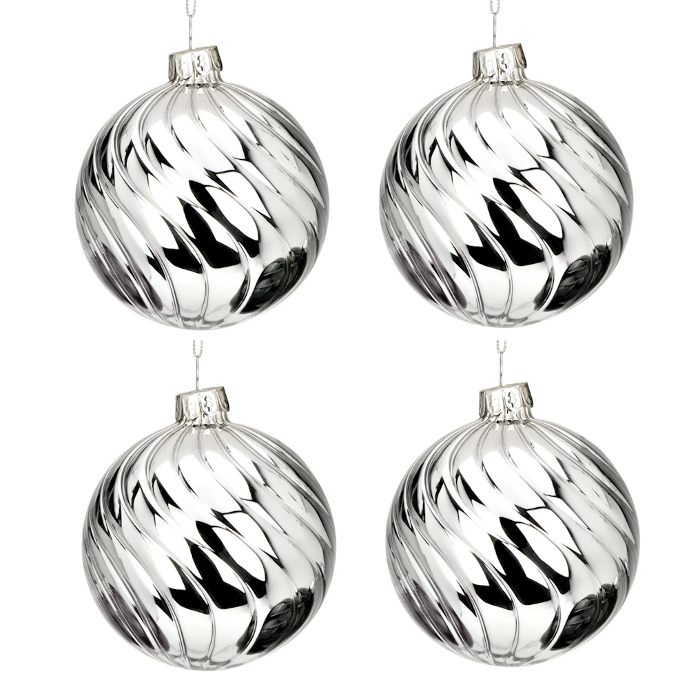 Weihnachtskugel aus Glas Silber Glanz 8 cm 12er Set