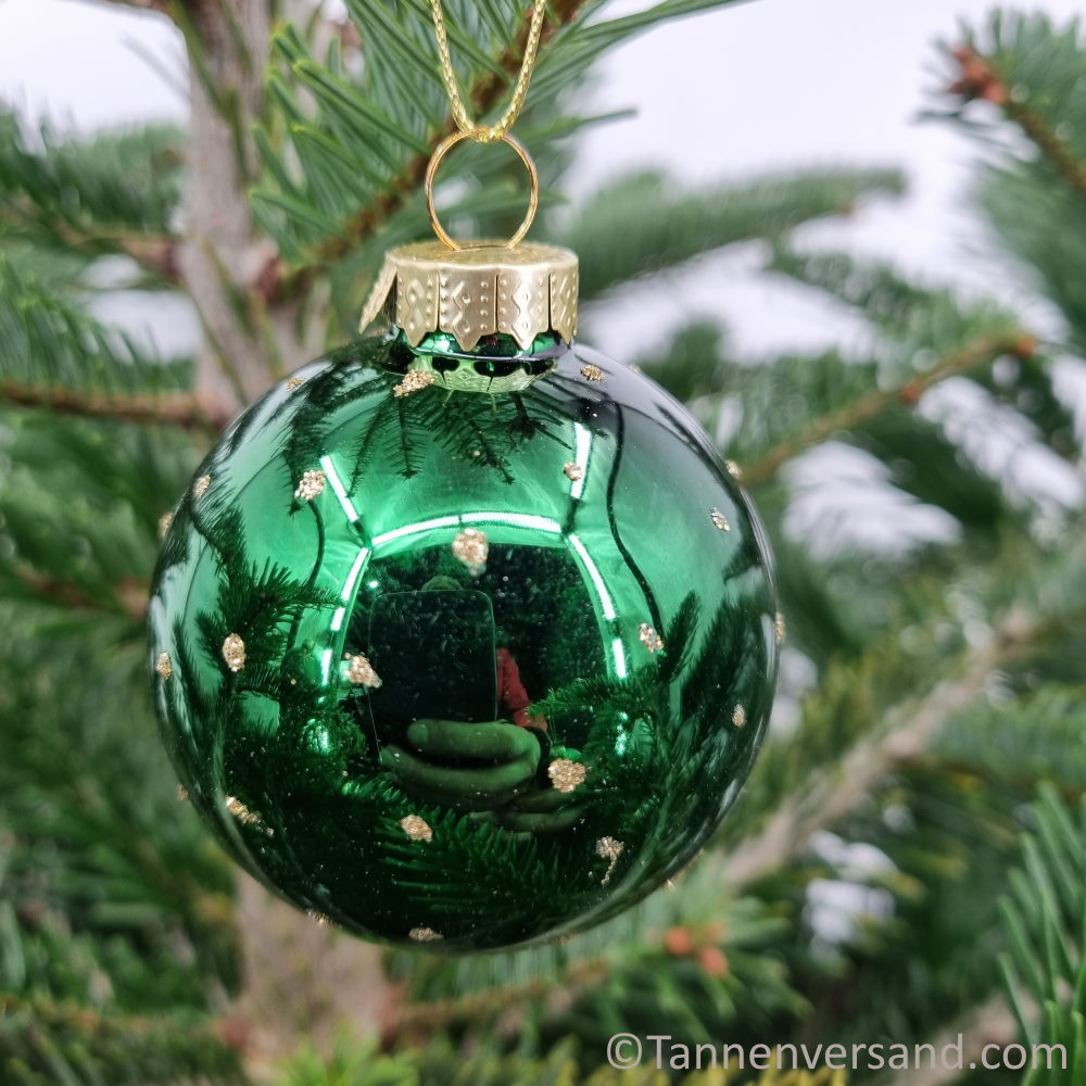 Weihnachtskugel aus Glas Grün Gold 6 cm 5