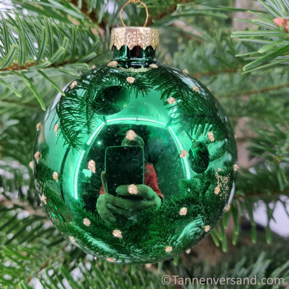 Weihnachtskugel aus Glas Grün Gold 8 cm 2