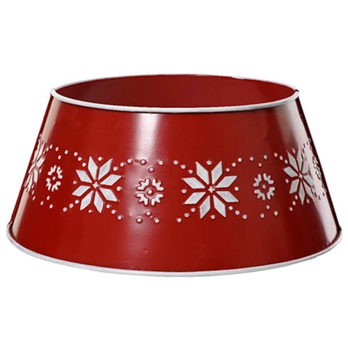 Baumring aus Eisen Schneeflocke Weiß Rot 57 x 25 cm