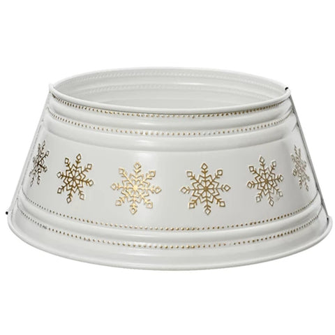 Baumring aus Eisen Schneeflocke Weiß Gold 57 x 25 cm