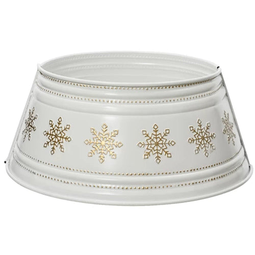 Baumring aus Eisen Schneeflocke Weiß Gold 57 x 25 cm