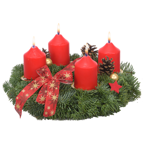 Adventskranz 25 cm Nobilis mit Kerzen und Bändern in rot