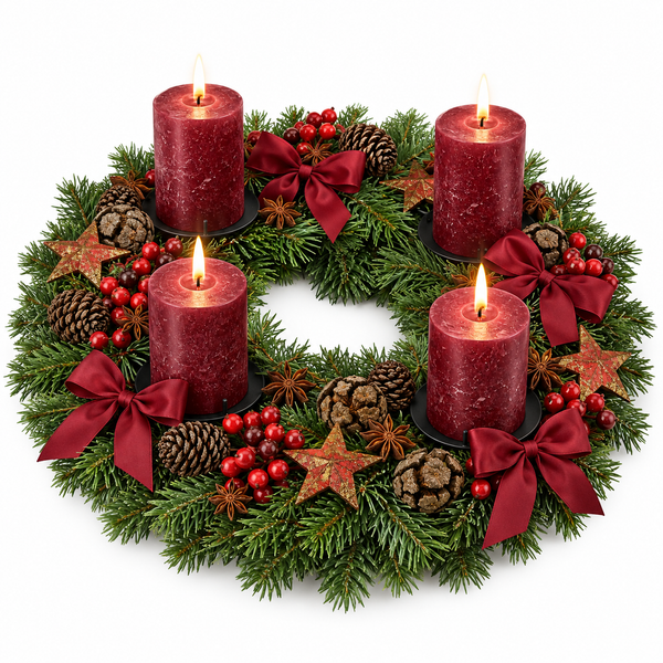 Adventskranz_rot_Nordmann