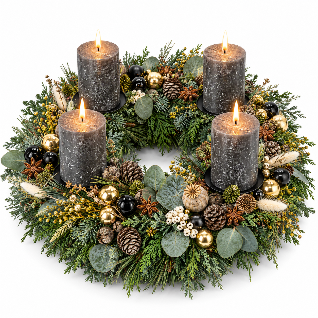 Adventskranz_schwarz_gold_Premium_blaeulich
