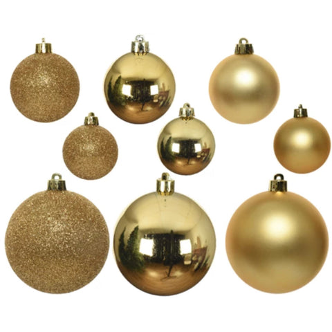 Weihnachtskugel Bruchfest Gold 4-6 cm Glanz Matt Glitter Mix