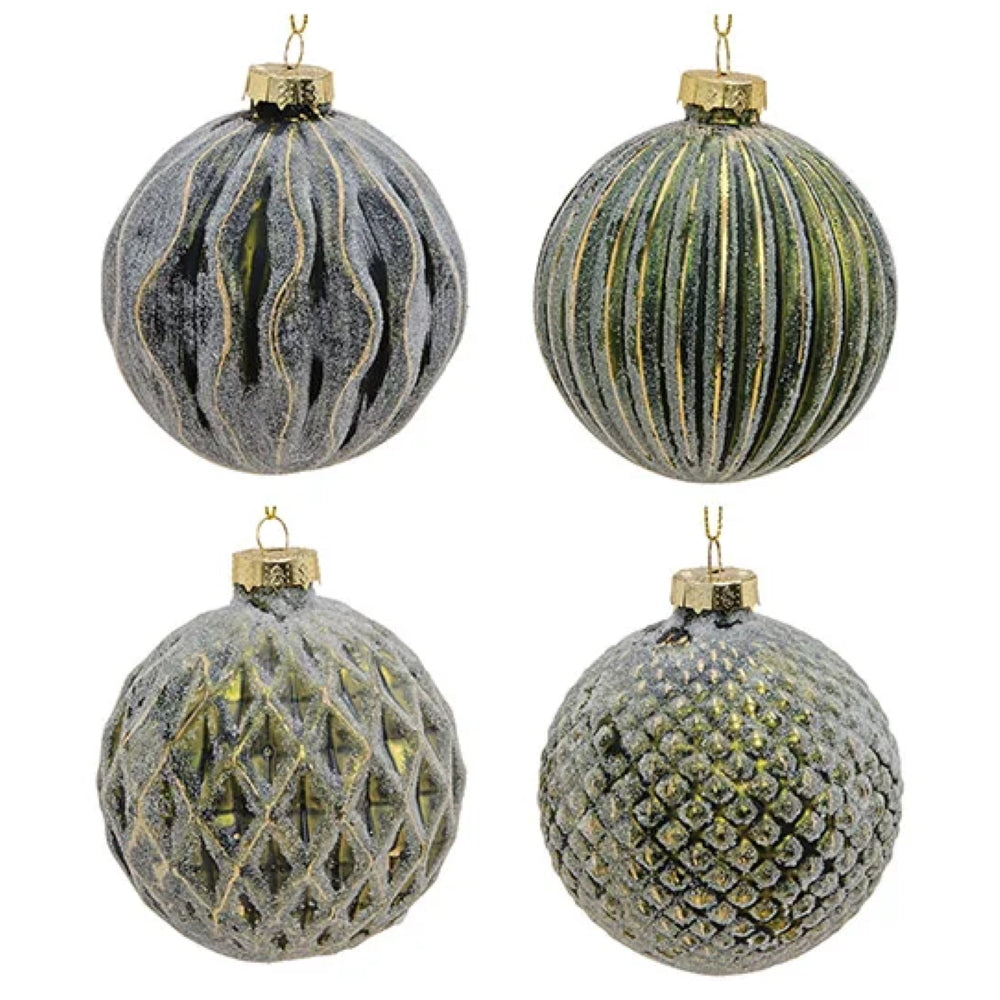 Weihnachtskugel aus Glas Gold 3D-Muster 10 cm 8er Set