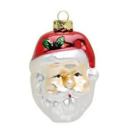 Anhänger Weihnachtsmann Kopf aus Glas Glanz 9 cm
