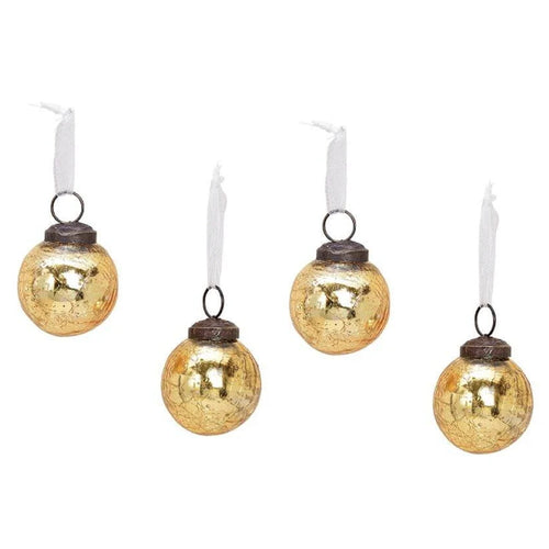 Anhänger Kugel aus Glas Gold Glanz 5 cm 4er Set