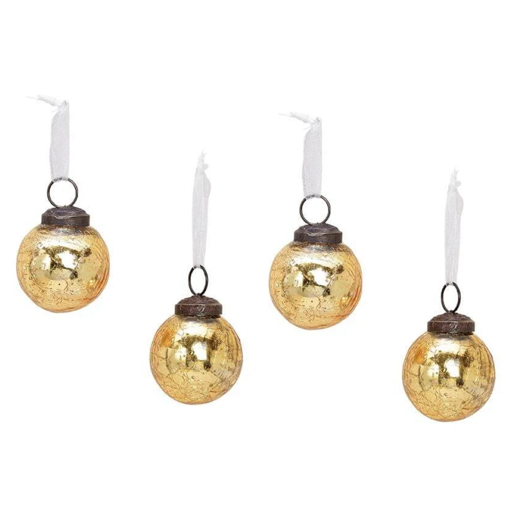 Anhänger Kugel aus Glas Gold Glanz 5 cm 4er Set