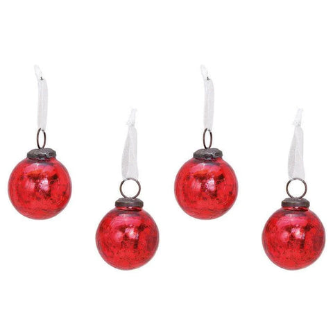 Anhänger Kugel aus Glas Rot Glanz 5 cm 4er Set