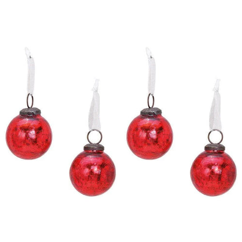 Anhänger Kugel aus Glas Rot Glanz 5 cm 4er Set
