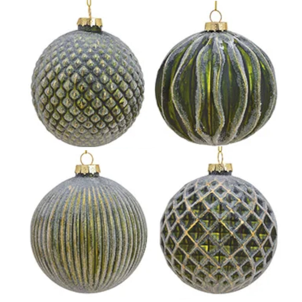 Weihnachtskugel aus Glas Grün Gold 10 cm 8er Set