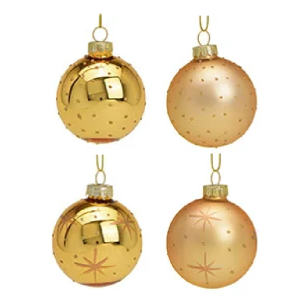 Weihnachtskugel aus Glas Gold 6 cm 4er Set