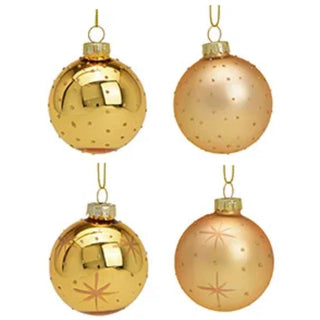 Weihnachtskugel aus Glas Gold 8 cm 4er Set