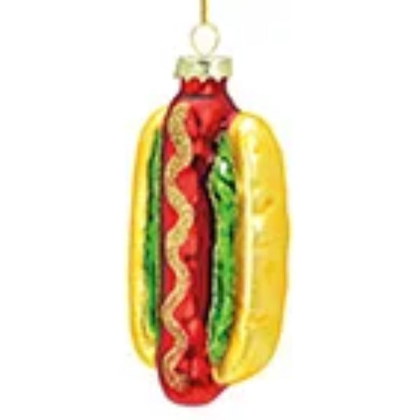 Anhänger Hotdog aus Glas Glanz 9 cm