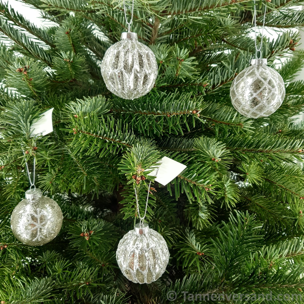 Weihnachtskugel aus Glas Silber 6 cm 4er Set 1