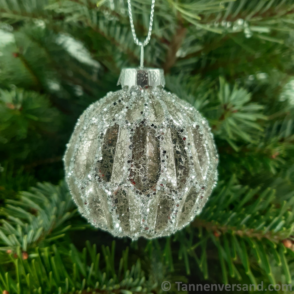 Weihnachtskugel aus Glas Silber 6 cm 4er Set 2