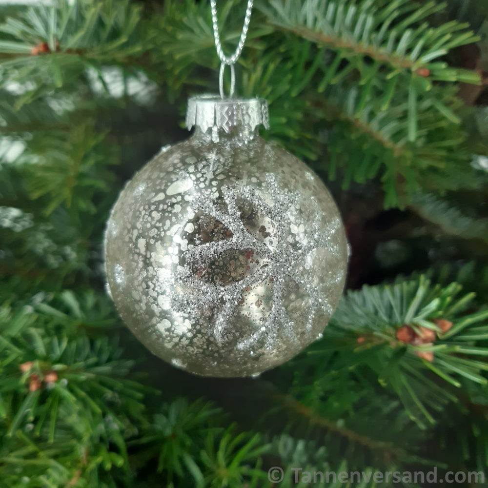 Weihnachtskugel aus Glas Silber 6 cm 4er Set 4