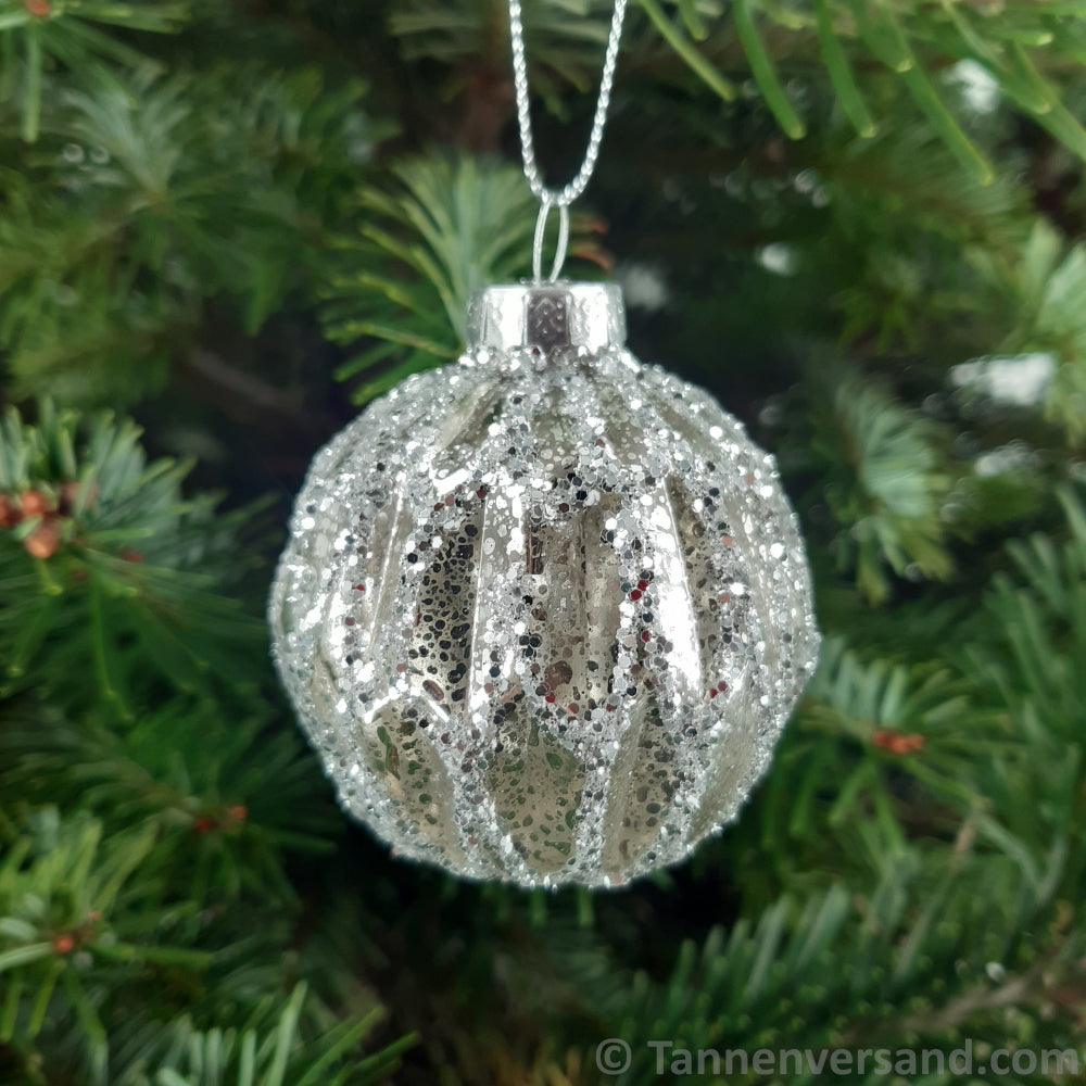 Weihnachtskugel aus Glas Silber 6 cm 12er Set