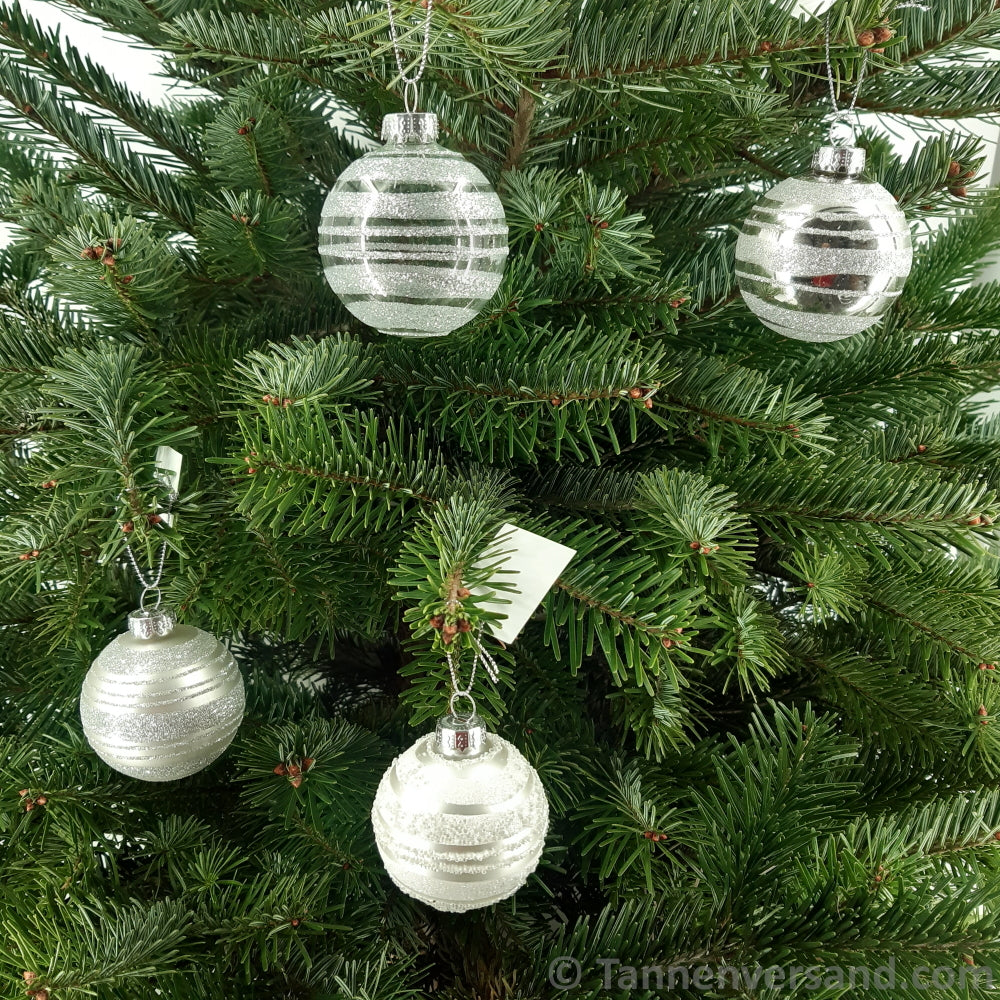 Weihnachtskugel aus Glas Weiß Silber 6 cm 4er Set 1