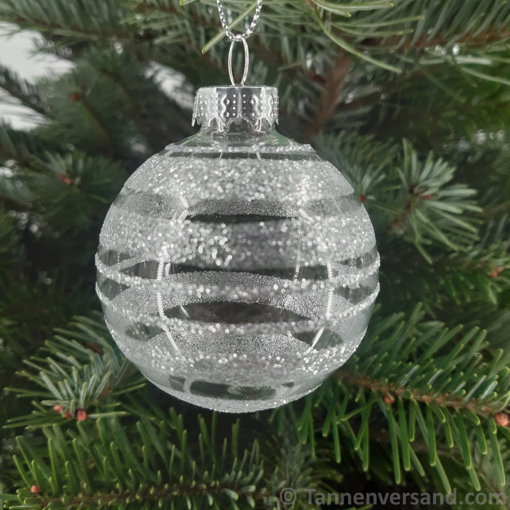 Weihnachtskugel aus Glas Weiß Silber 6 cm 4er Set 3