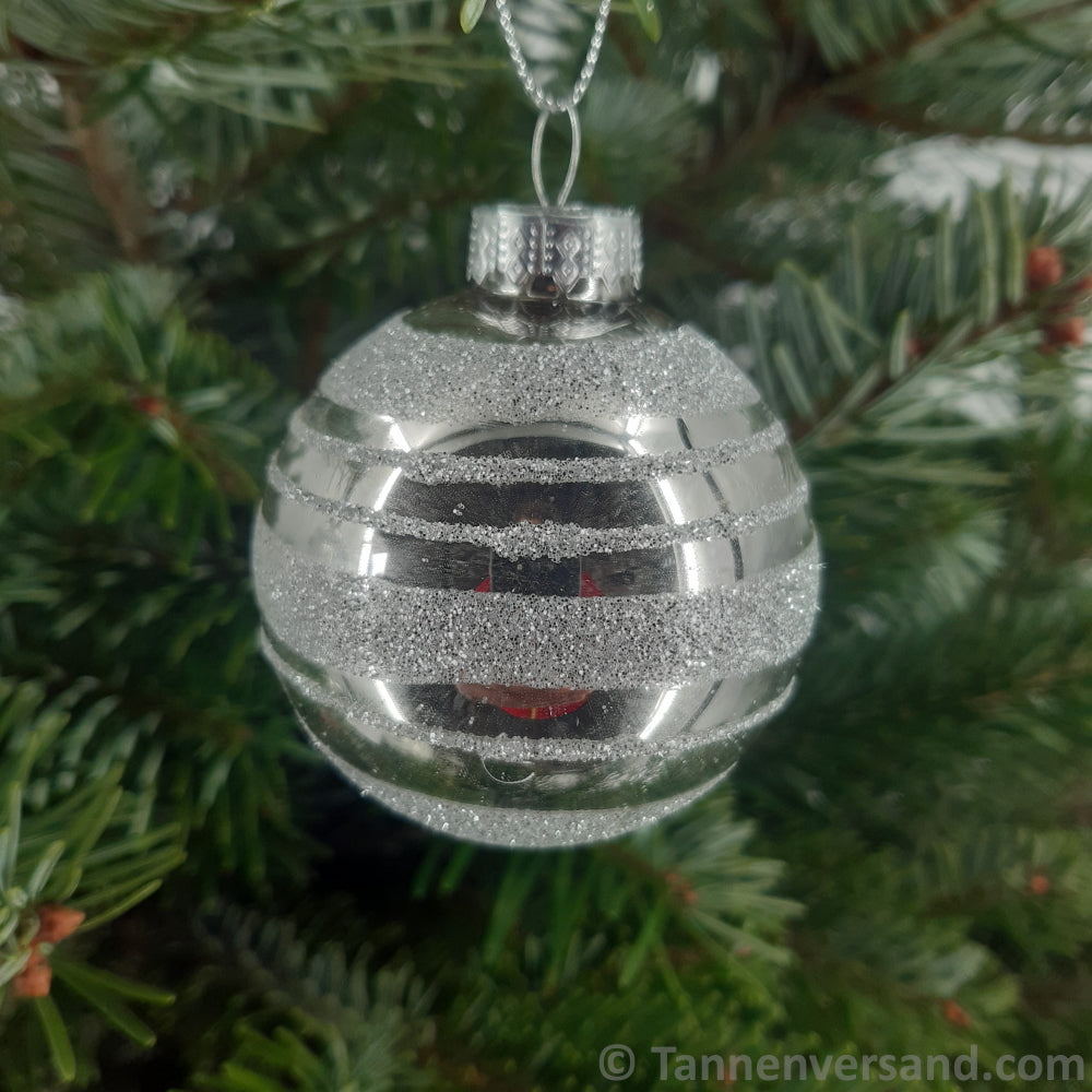 Weihnachtskugel aus Glas Weiß Silber 6 cm 4er Set 4