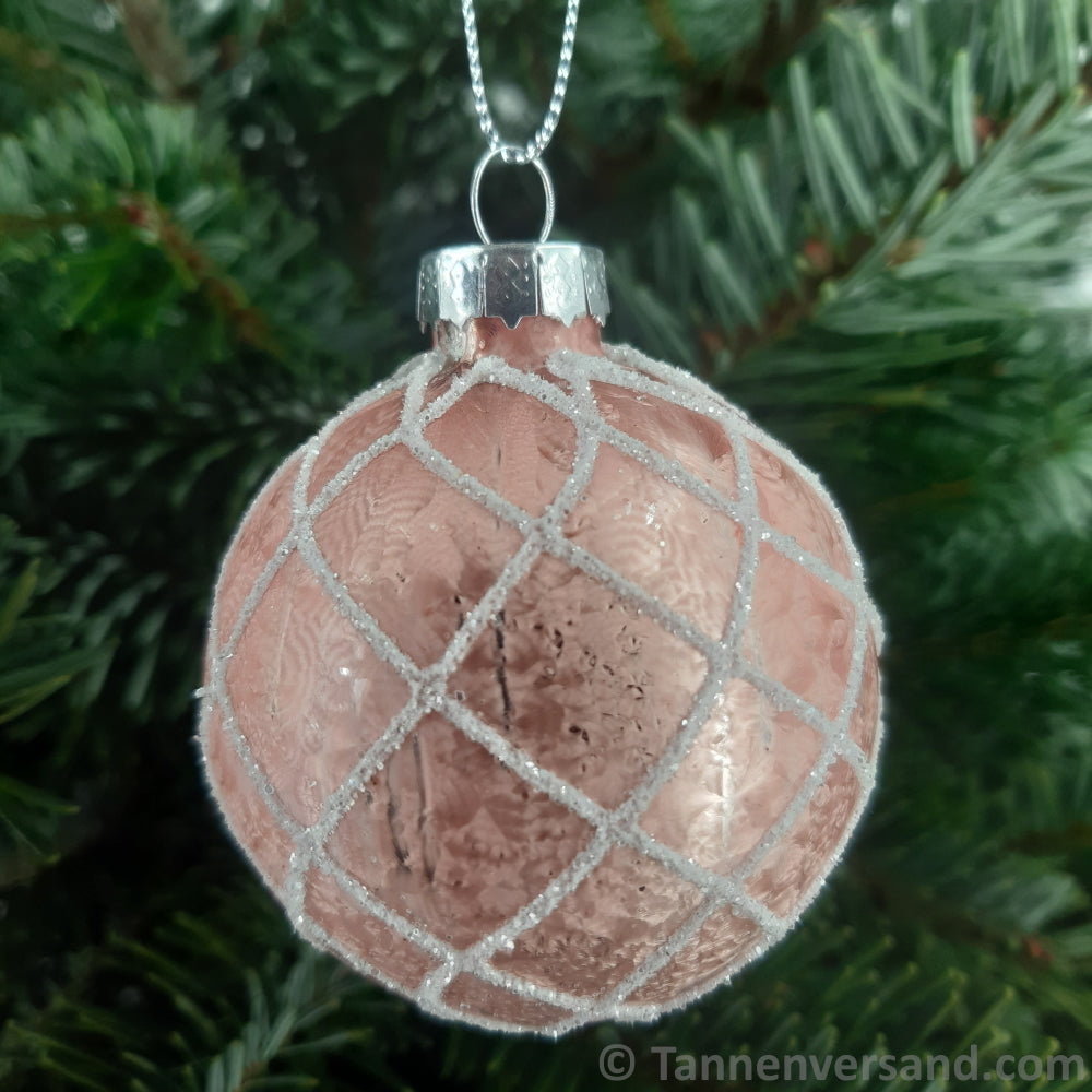 Weihnachtskugel aus Glas Pink Silber 8 cm 4er Set 3