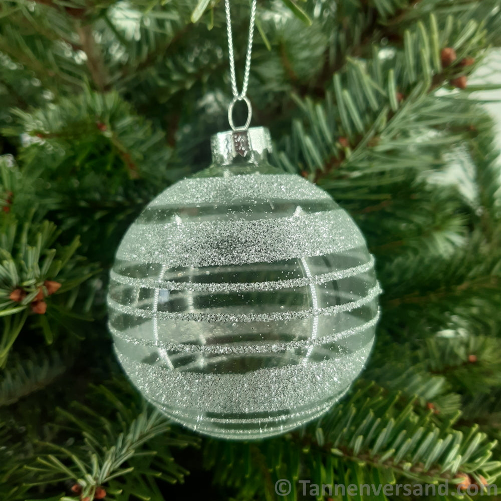 Weihnachtskugel aus Glas Weiß Silber 8 cm 12er Set