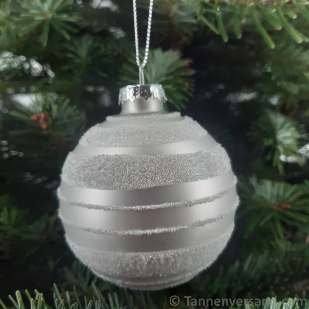 Weihnachtskugel aus Glas Weiß Silber 8 cm 4er Set 5