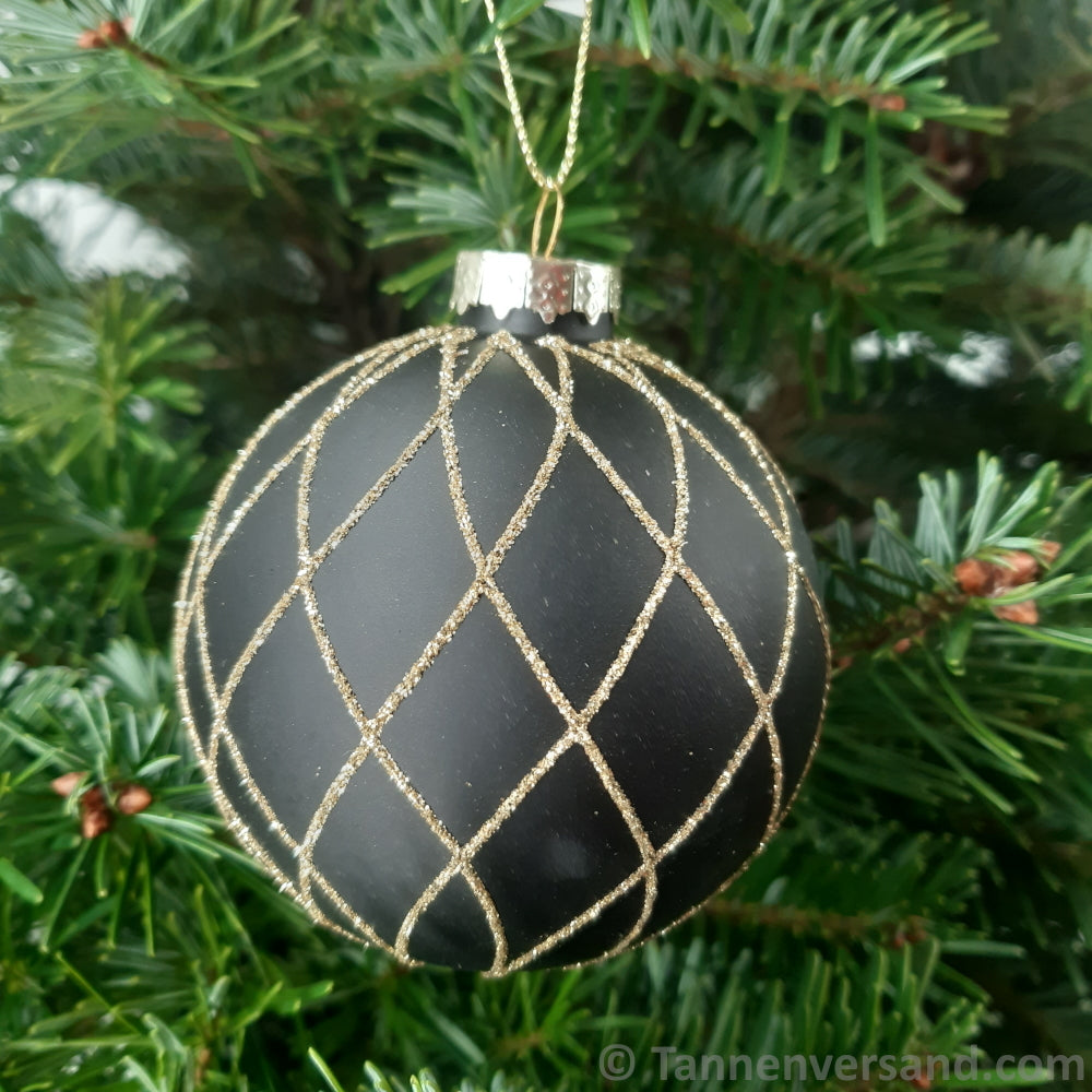 Weihnachtskugel aus Glas Schwarz Gold 8 cm 4er Set 4