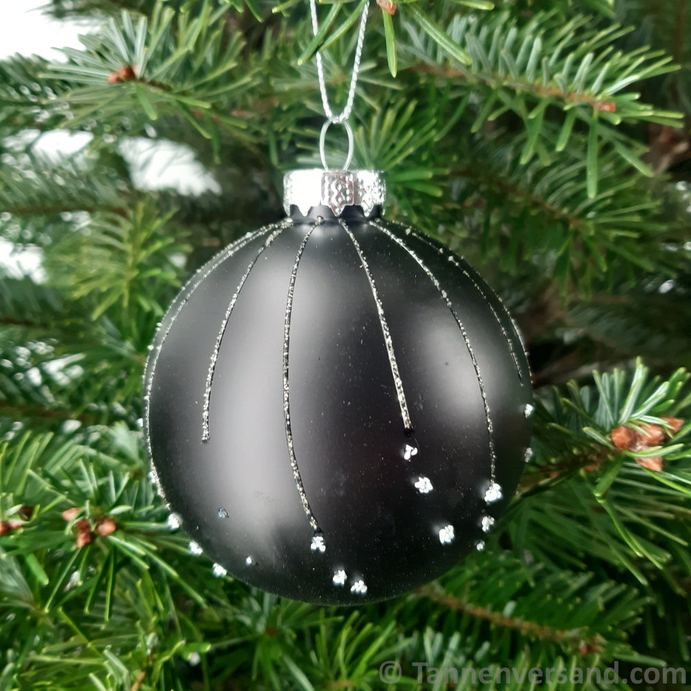 Weihnachtskugel aus Glas Schwarz Gold Motiv 8 cm 4er Set 4