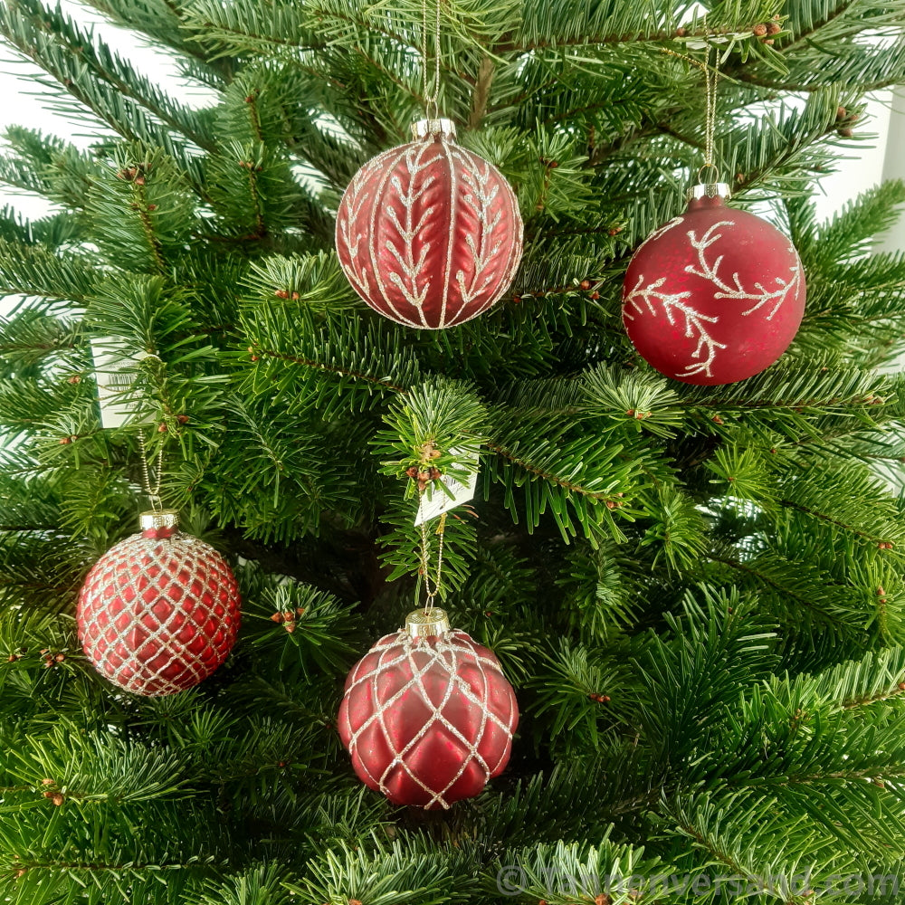 Weihnachtskugel aus Glas Rot Gold 8 cm 4er Set 1