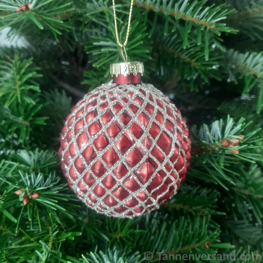 Weihnachtskugel aus Glas Rot Gold 8 cm 4er Set 2