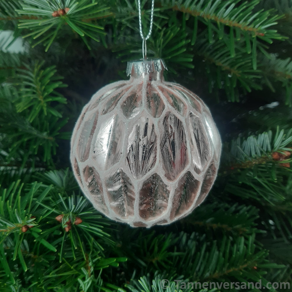 Weihnachtskugel aus Glas Pink Silber 8 cm 4er Set 4