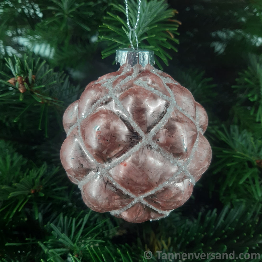 Weihnachtskugel aus Glas Pink Silber 8 cm 4er Set 5