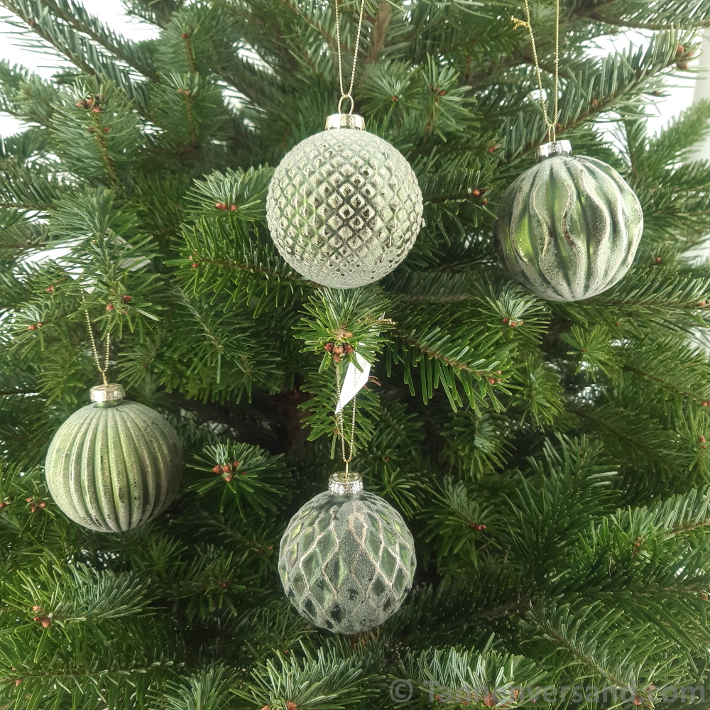 Weihnachtskugel aus Glas Grün Gold 8 cm 12er Set