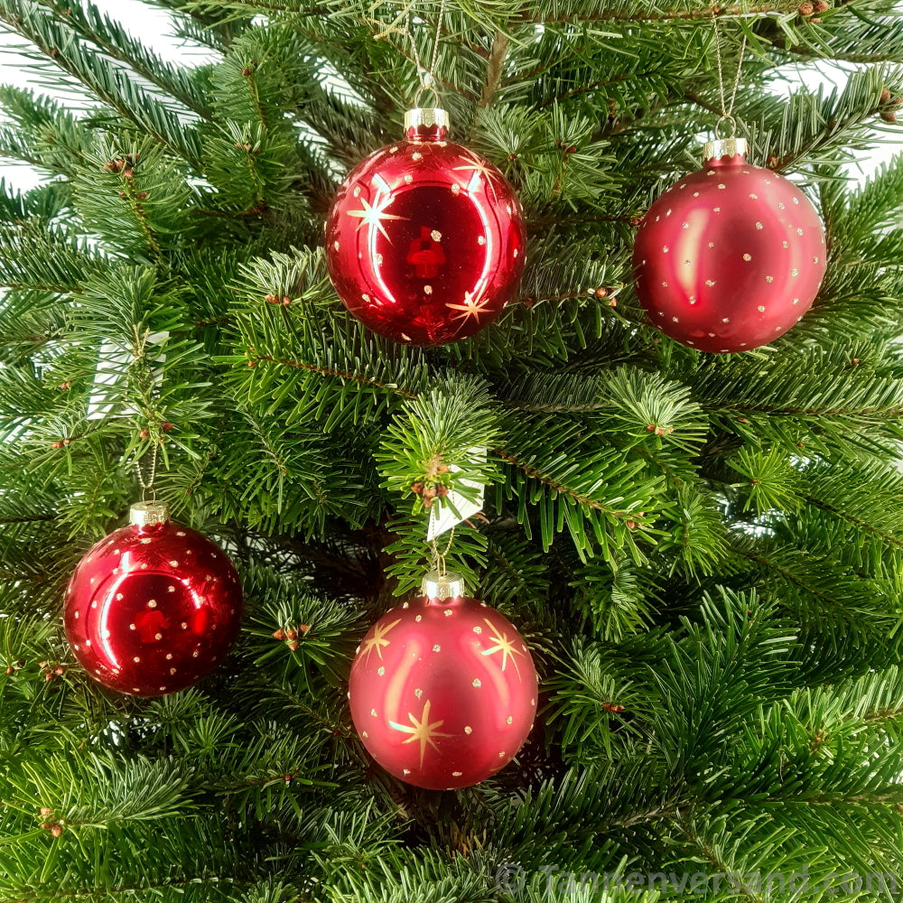 Weihnachtskugel aus Glas Rot Gold 8 cm 4er Set 1