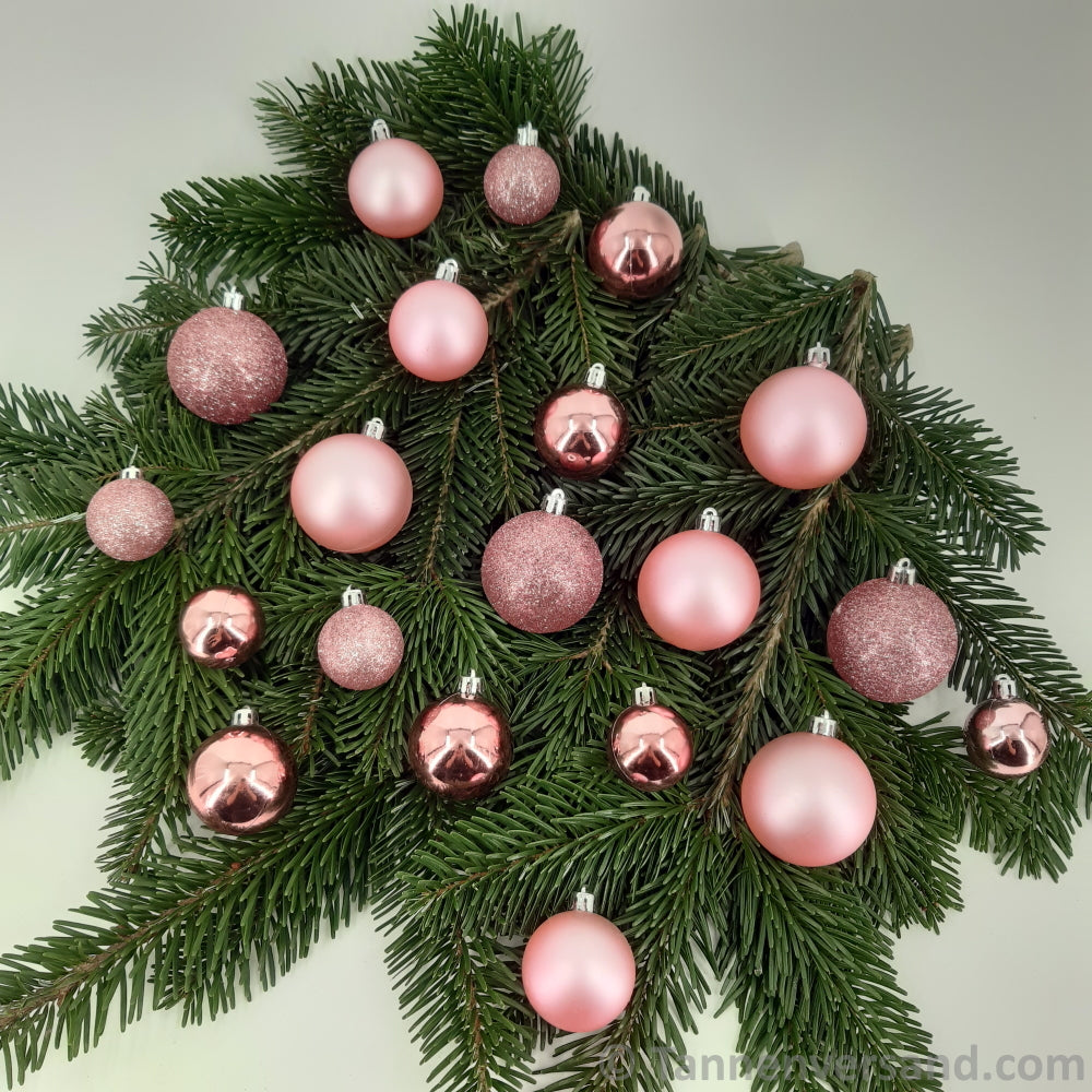 Weihnachtskugel Bruchfest Rosa 6 cm Glanz Matt Glitter Mix 1