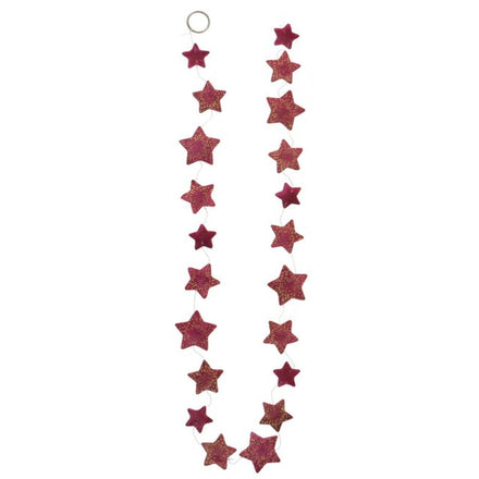 Girlande Sterne aus Capiz Rot Gold 7 x 180 cm