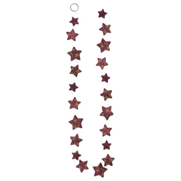 Girlande Sterne aus Capiz Dunkelrot Gold 7 x 180 cm