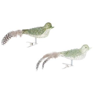 Anstecker Vogel aus Glas Grün 9 x 6 cm 2er Set