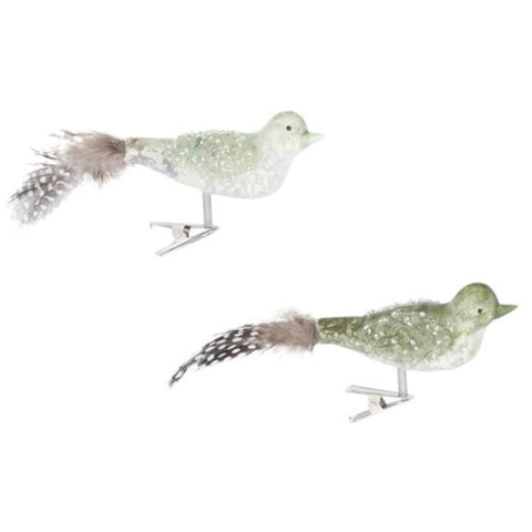 Anstecker Vogel aus Glas Light Grün 9 x 6 cm 2er Set