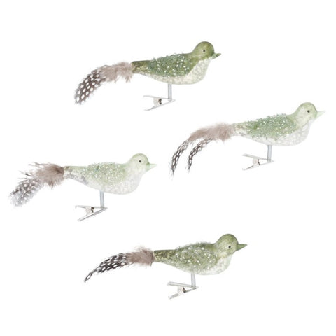Anstecker Vogel aus Glas "Green Beauty" 9 x 6 cm 4er Set