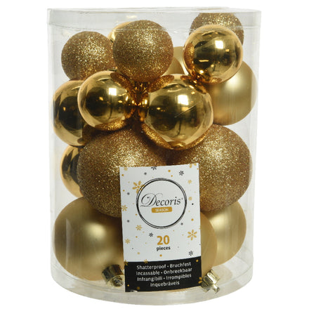 Weihnachtskugel Bruchfest Gold 6 cm Glanz Matt Glitter Mix