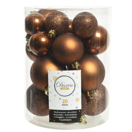 Weihnachtskugel Bruchfest Zimt 6 cm Glanz Matt Glitter Mix